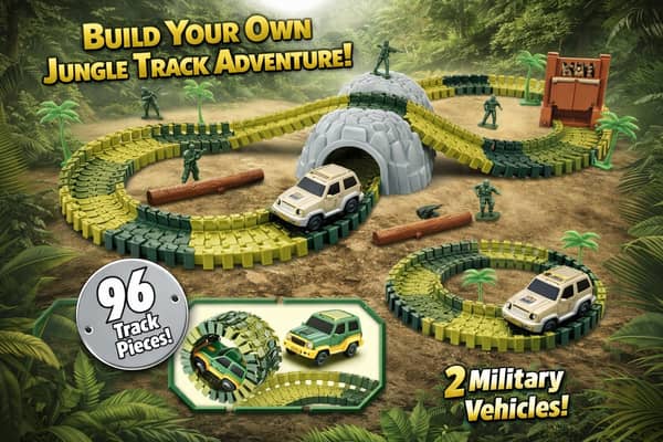 Pista flexible de autos dinosaurio - 96 piezas 80 x 35 cm